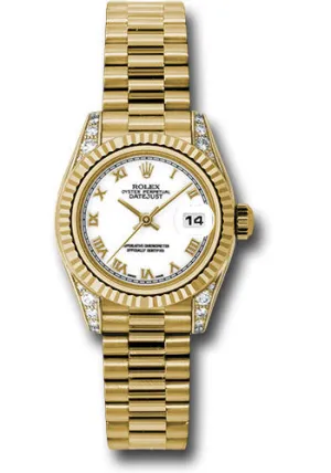 Rolex 18k president, white roman dial, fluted bezel, model # 179238 wrp
