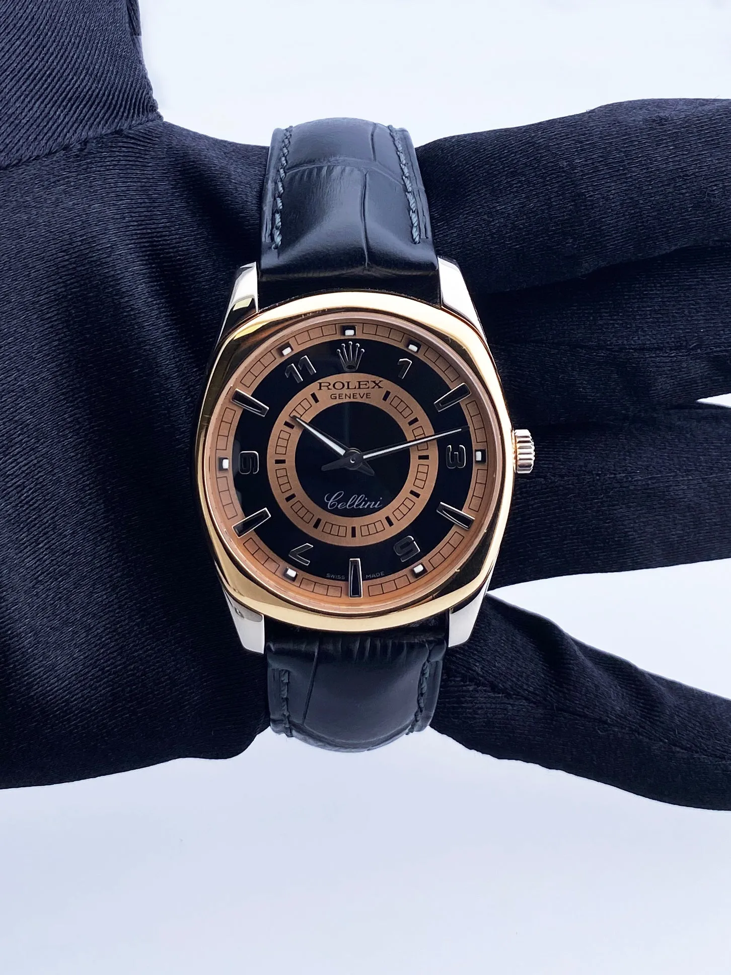 Rolex Cellini Danaos 4243 White & Rose Gold Mens Watch