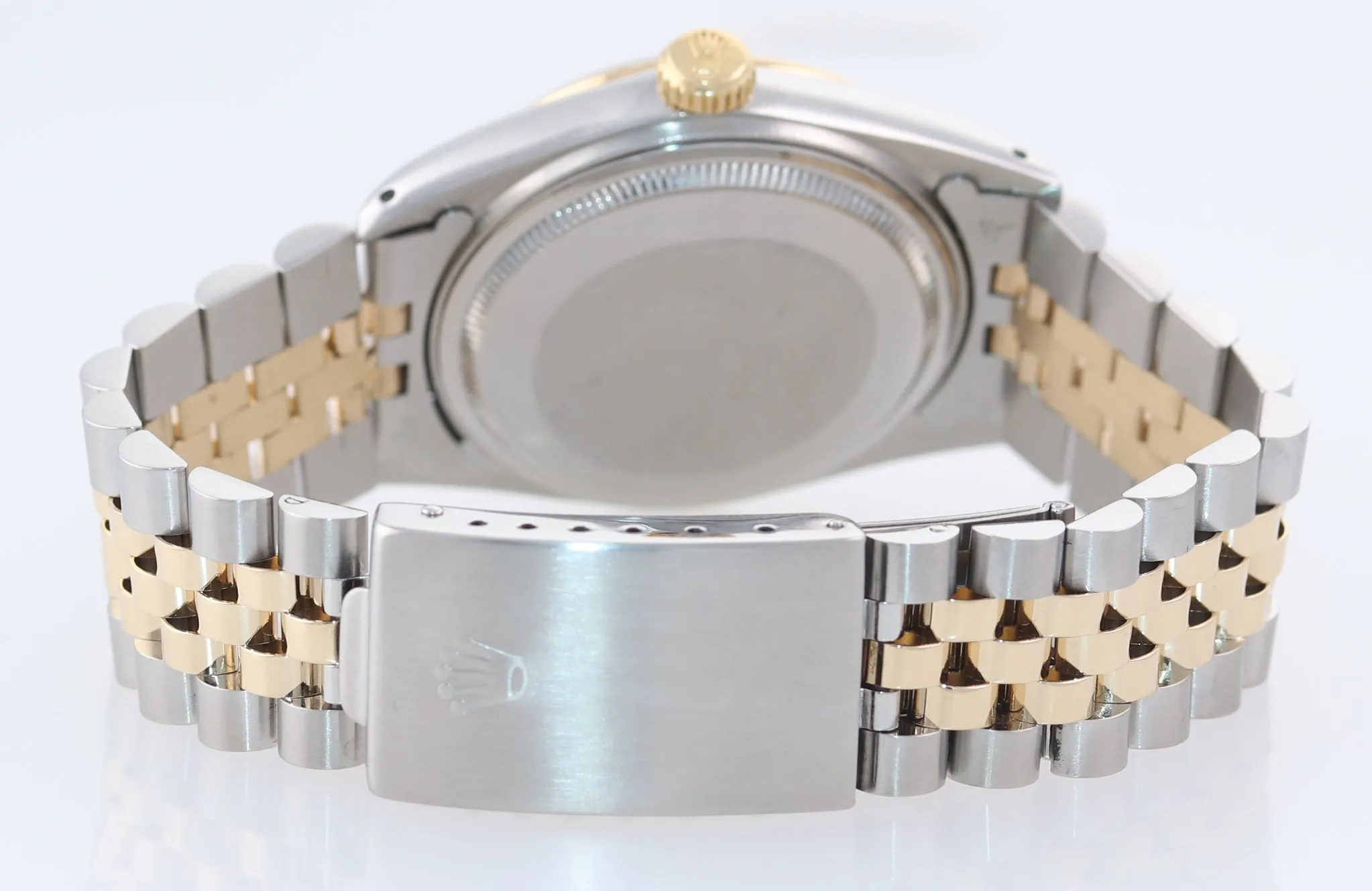Rolex DateJust 16013 White Buckley 36mm 18K Two Tone Gold Jubilee Band Watch