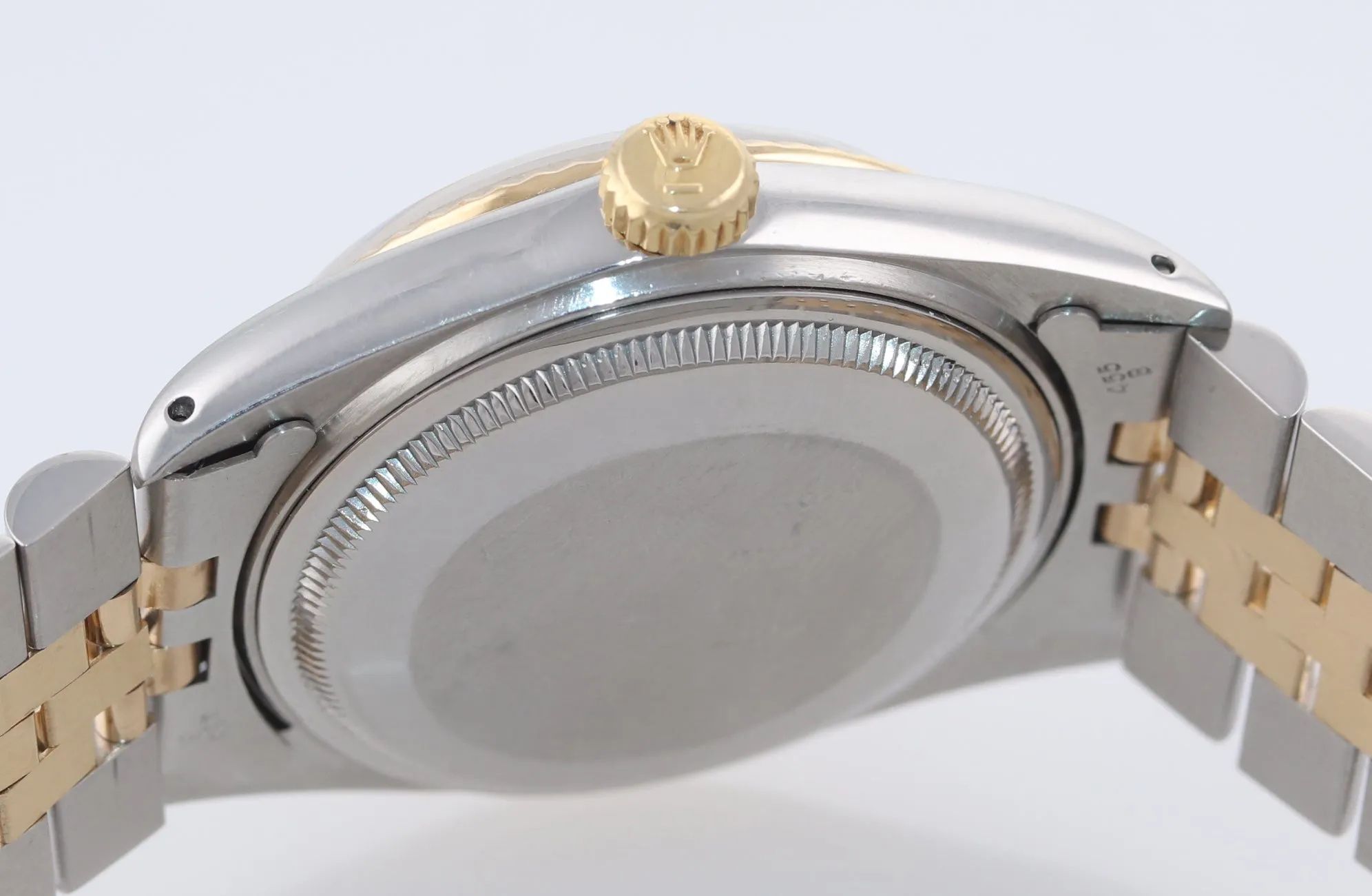 Rolex DateJust 16013 White Buckley 36mm 18K Two Tone Gold Jubilee Band Watch