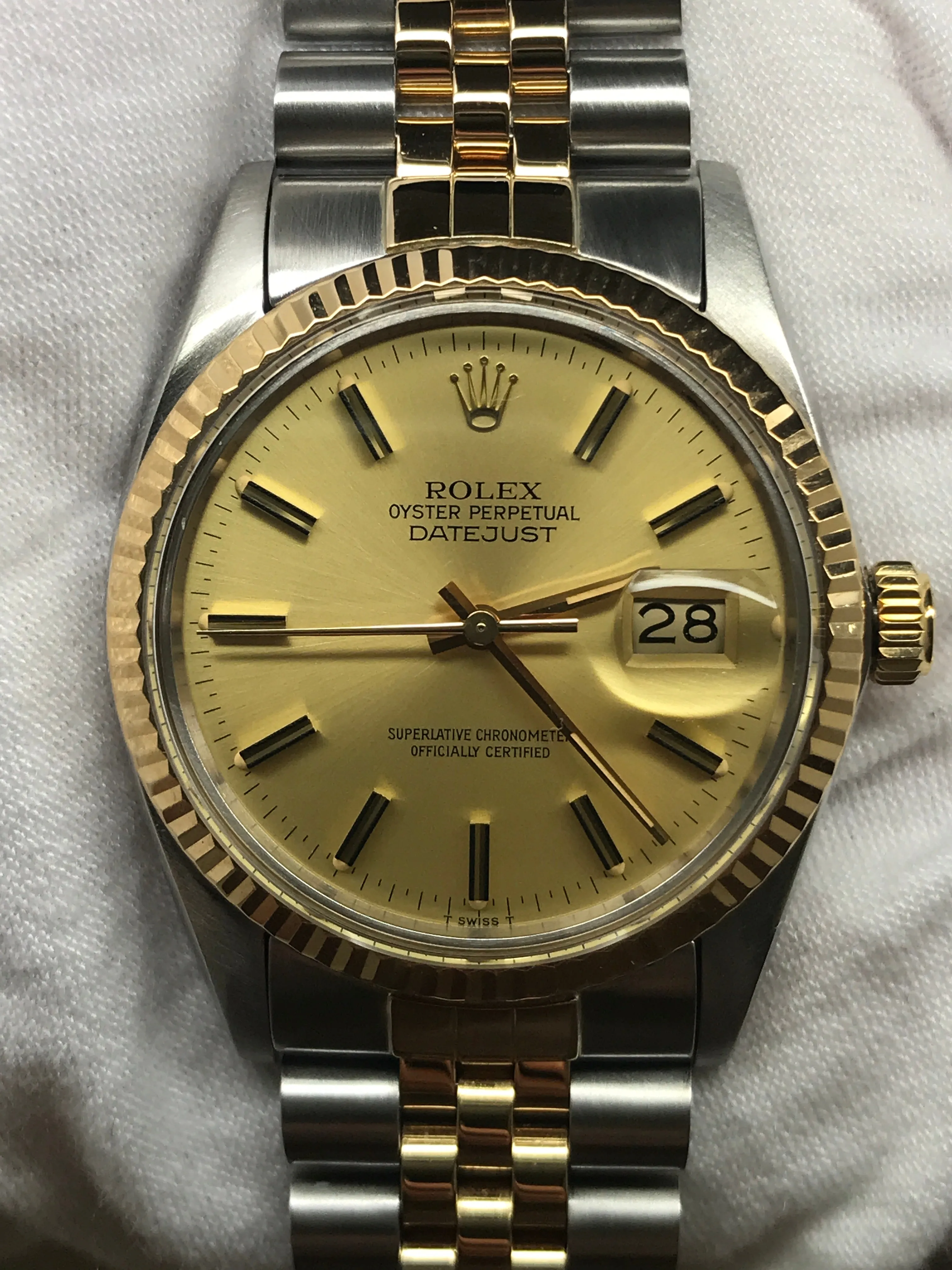 Rolex Datejust 36mm 16013 Champagne Dial Automatic Watch