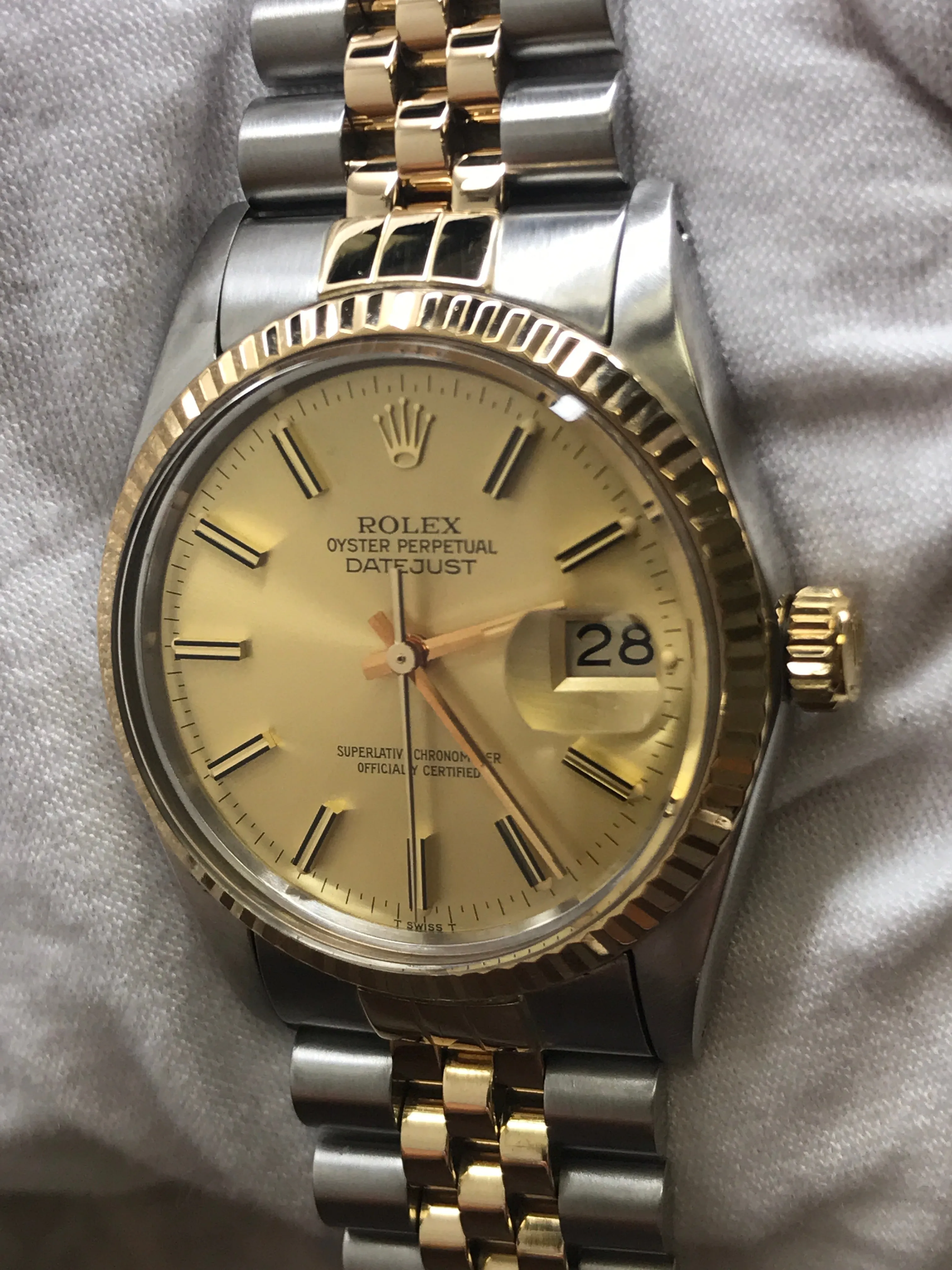 Rolex Datejust 36mm 16013 Champagne Dial Automatic Watch
