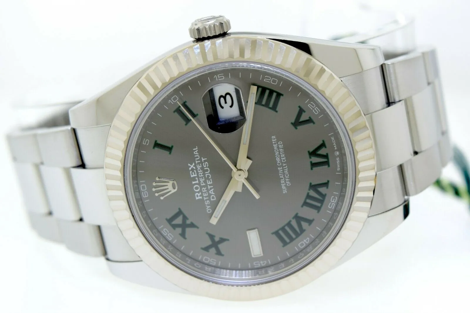 Rolex Datejust II 41mm White Gold & Steel Wimbledon Roman Dial 126334