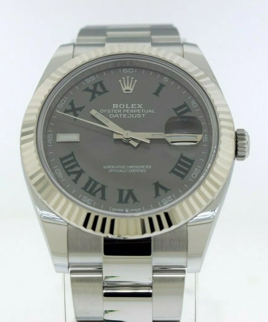 Rolex Datejust II 41mm White Gold & Steel Wimbledon Roman Dial 126334