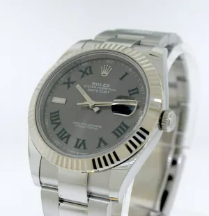 Rolex Datejust II 41mm White Gold & Steel Wimbledon Roman Dial 126334