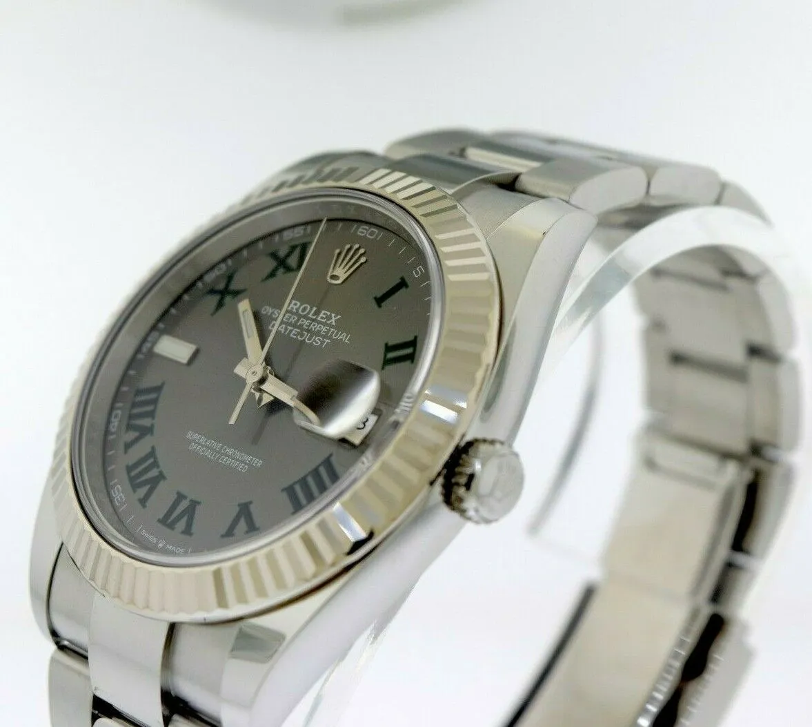 Rolex Datejust II 41mm White Gold & Steel Wimbledon Roman Dial 126334