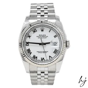 Rolex Datejust Stainless Steel 36mm White Roman Dial Watch Reference #: 116234