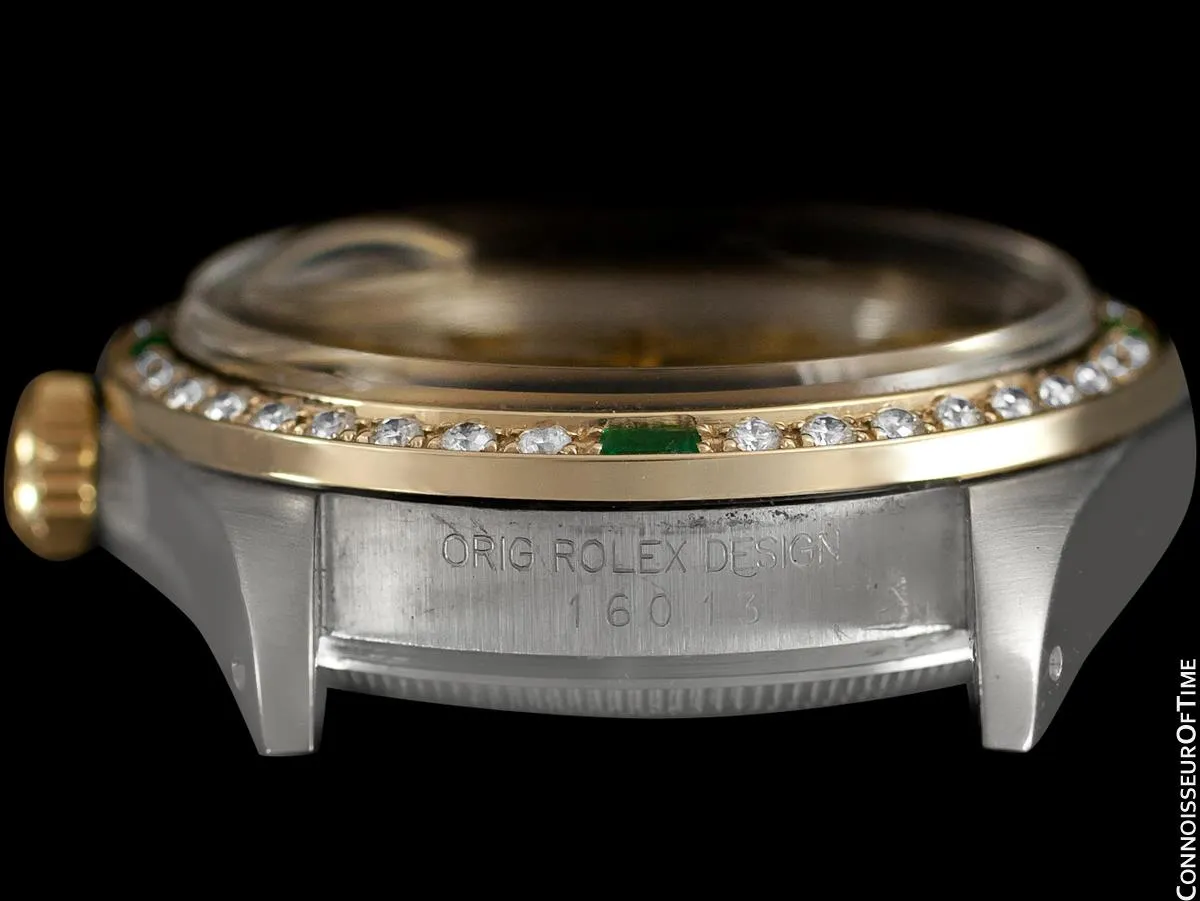 Rolex Datejust Two-Tone Mens Quick-Setting Date Watch - Stainless Steel, 18K Gold, Emeralds & Diamonds