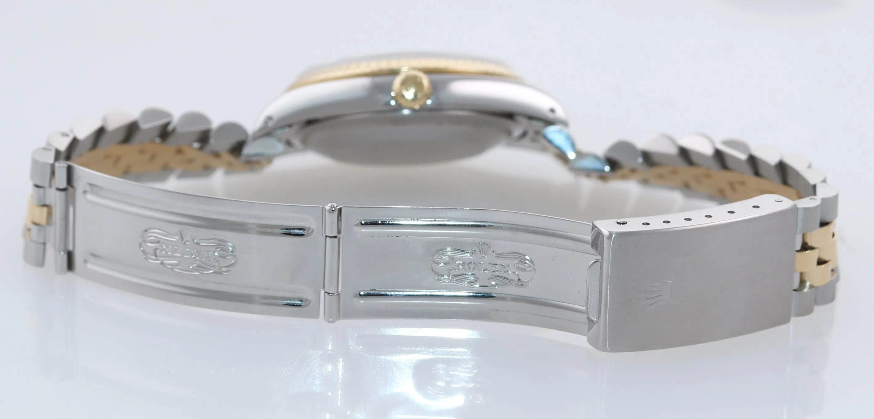 Rolex DateJust WHITE ROMAN 16233 Two Tone 18k Gold Steel Jubilee Watch Box