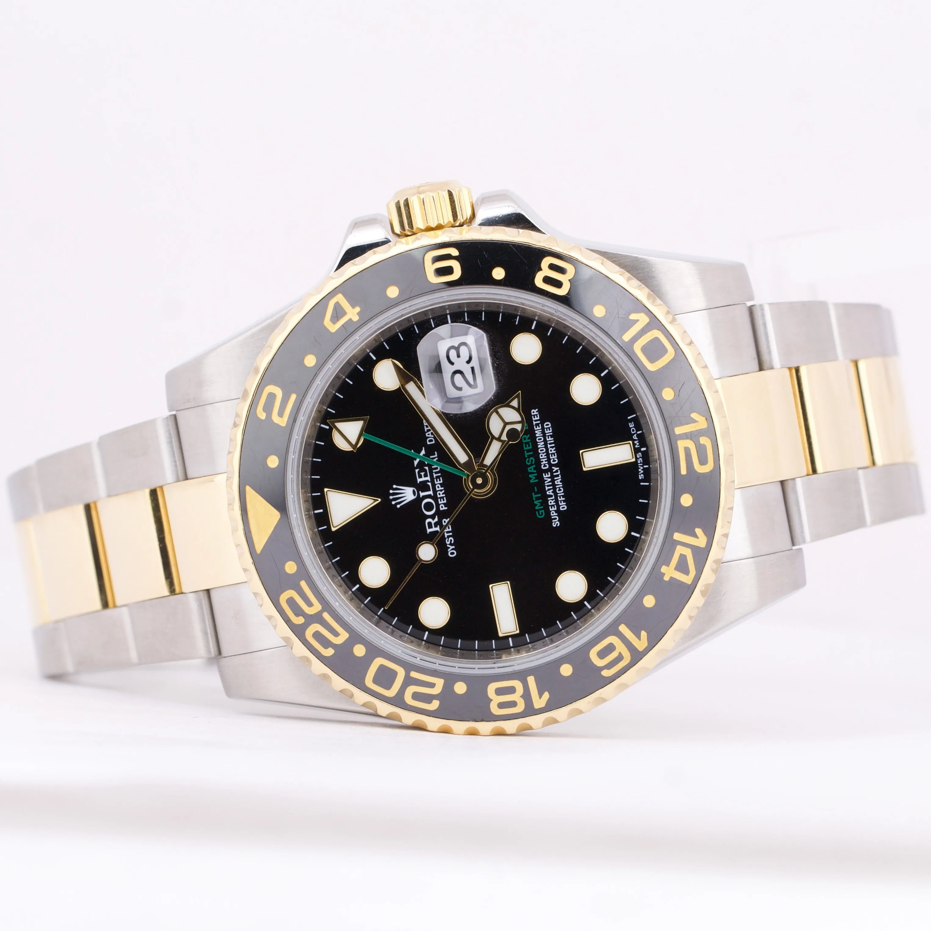 Rolex GMT-Master II 116713 Black Ceramic Two-Tone 18K Yellow Gold Stainless 40mm