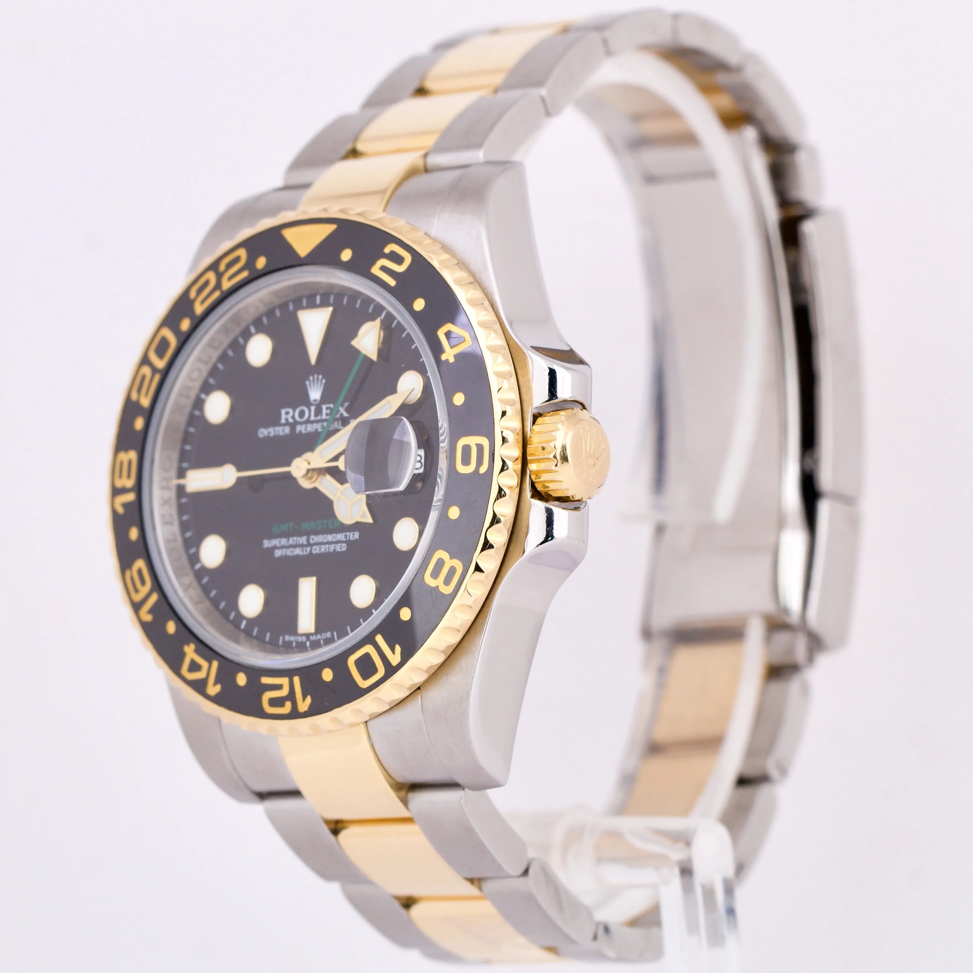 Rolex GMT-Master II 116713 Black Ceramic Two-Tone 18K Yellow Gold Stainless 40mm