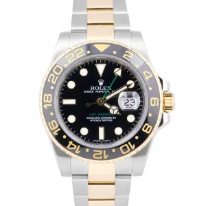 Rolex GMT-Master II 116713 Black Ceramic Two-Tone 18K Yellow Gold Stainless 40mm