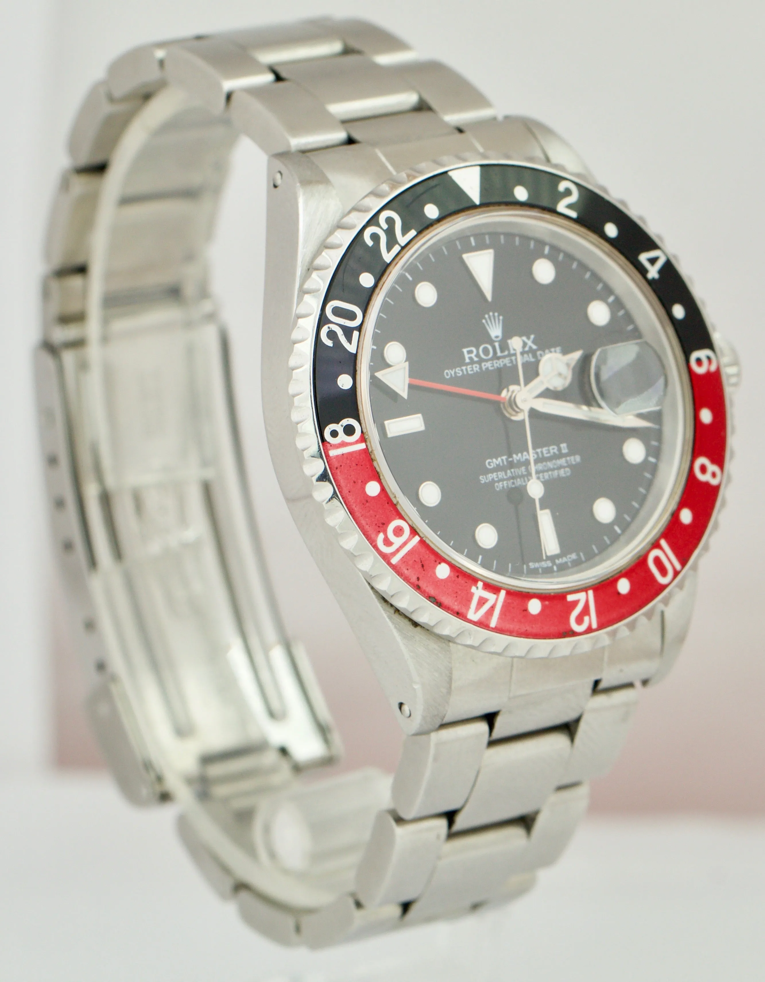 Rolex GMT-Master II 40mm Coke Black Red Stainless Steel Oyster Watch 16710 RSC