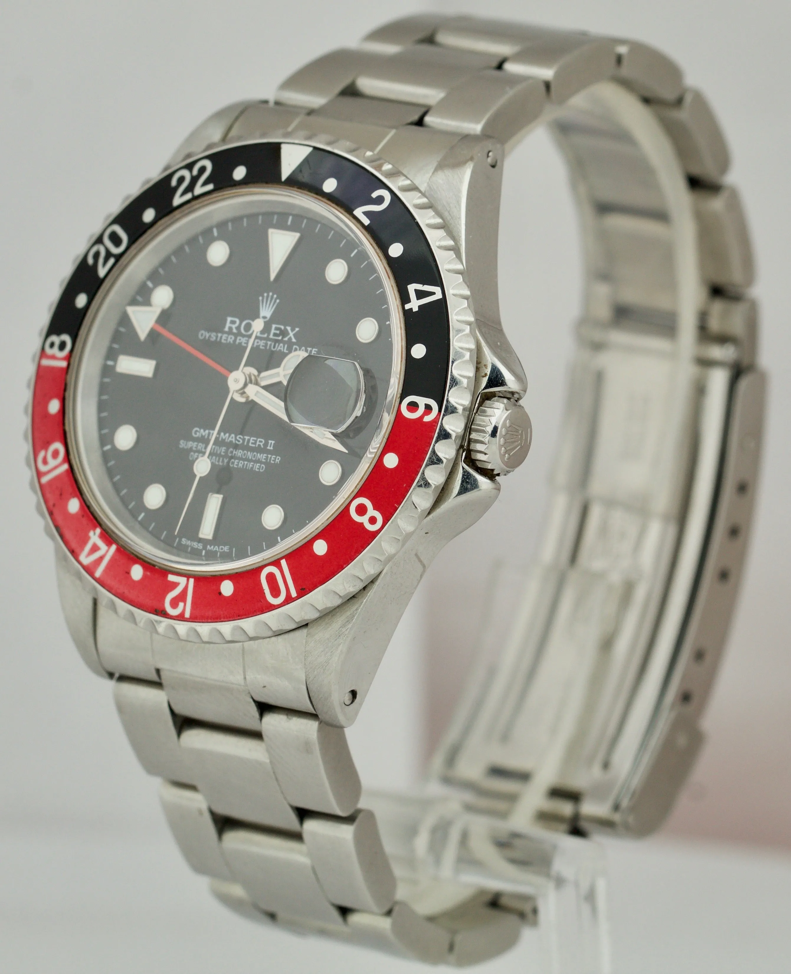 Rolex GMT-Master II 40mm Coke Black Red Stainless Steel Oyster Watch 16710 RSC