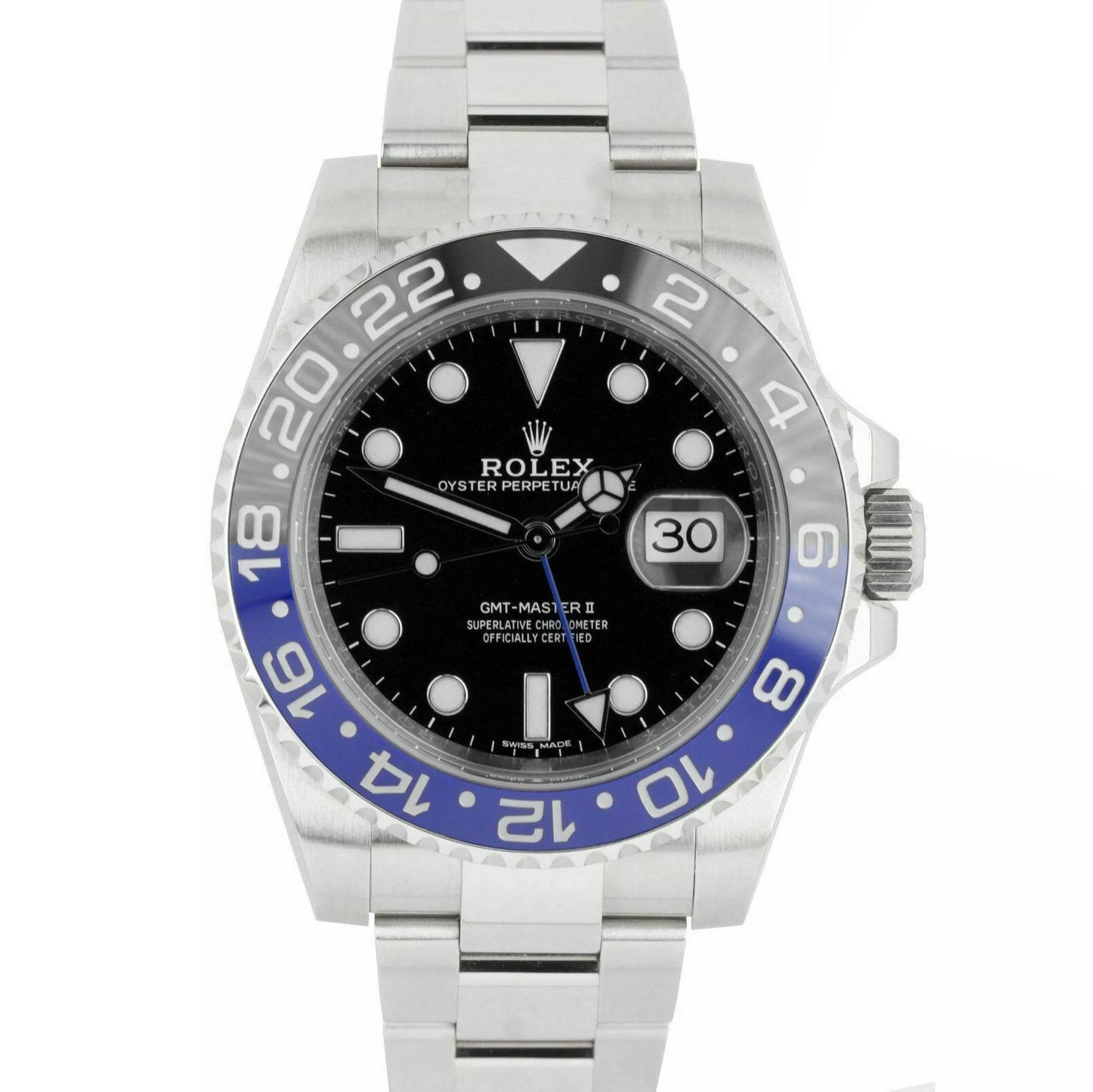 Rolex GMT-Master II Batman Blue Black Ceramic Steel 40mm Watch 116710 BLNR