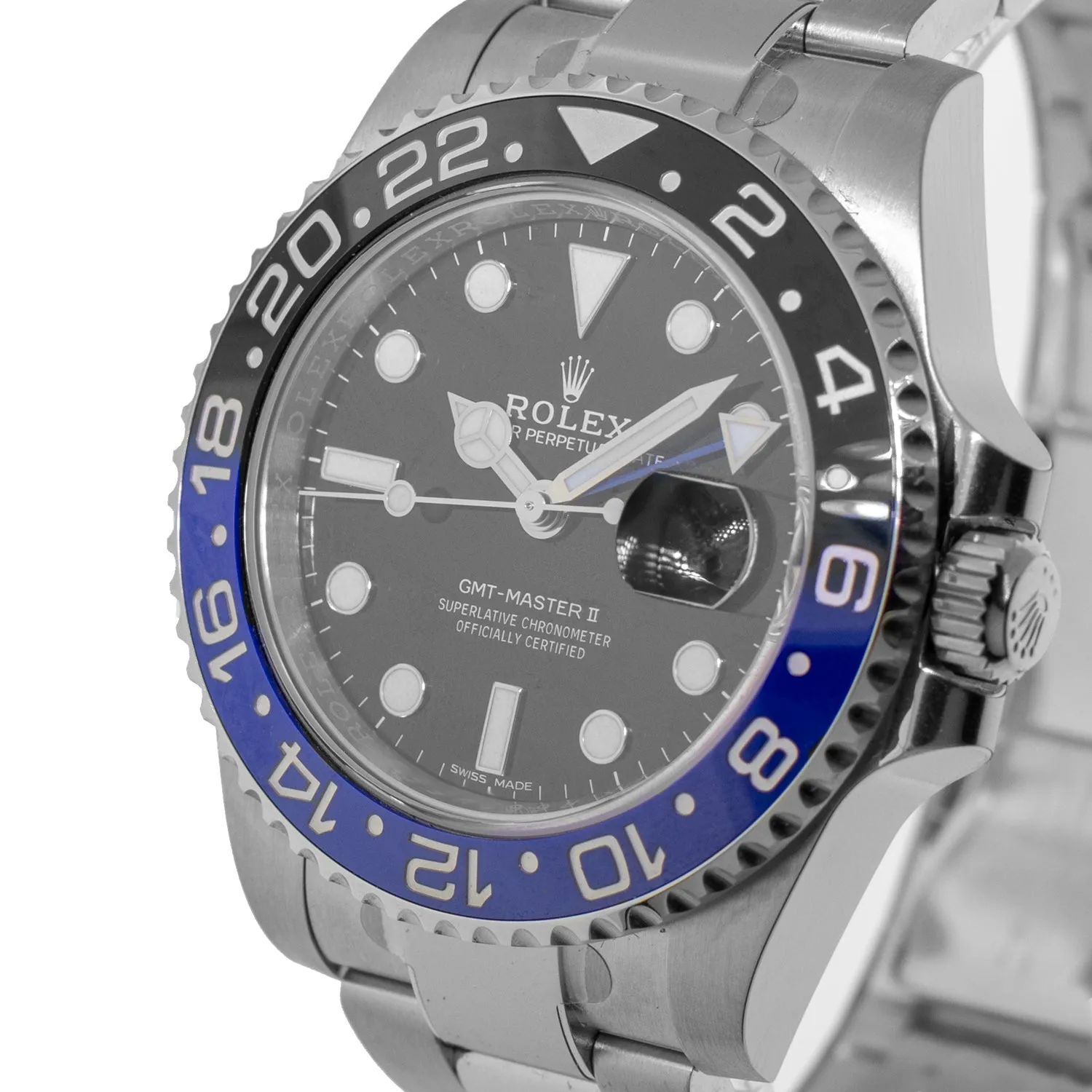Rolex GMT-Master II "Batman" New Old Stock 40mm Stainless Steel Black & Blue Bezel 116710 Green Rolex Card 2018
