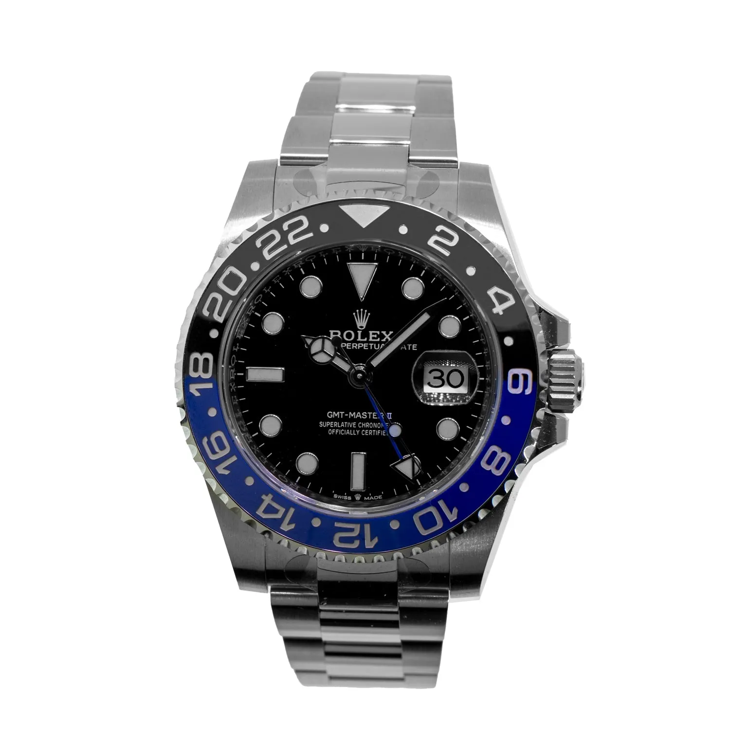 Rolex GMT-Master II "Batman" New Old Stock 40mm Stainless Steel Black & Blue Bezel 126710