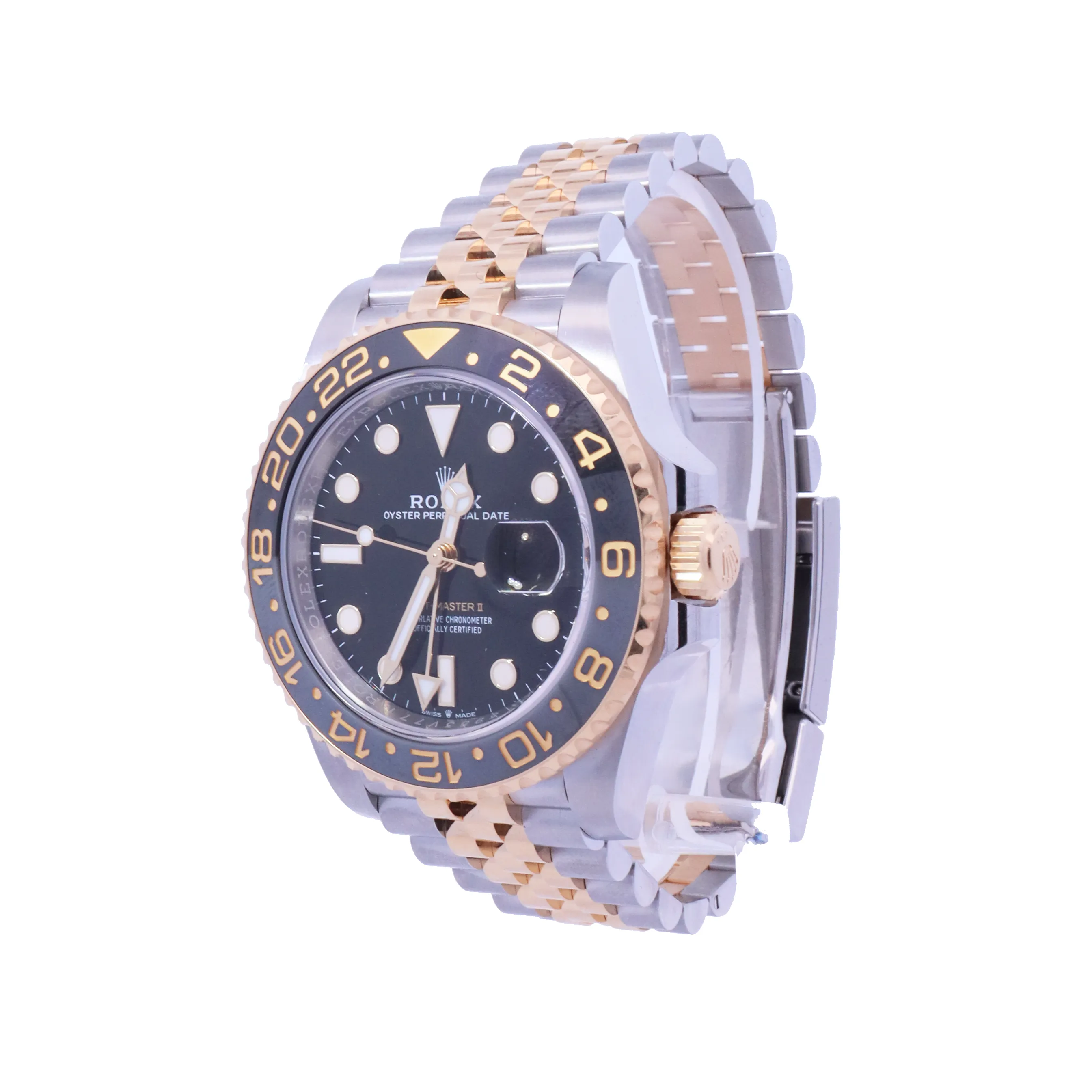 Rolex GMT-Master II Yellow Gold & Stainless Steel 40mm Black Dot Dial Watch | Ref# 126713GRNR