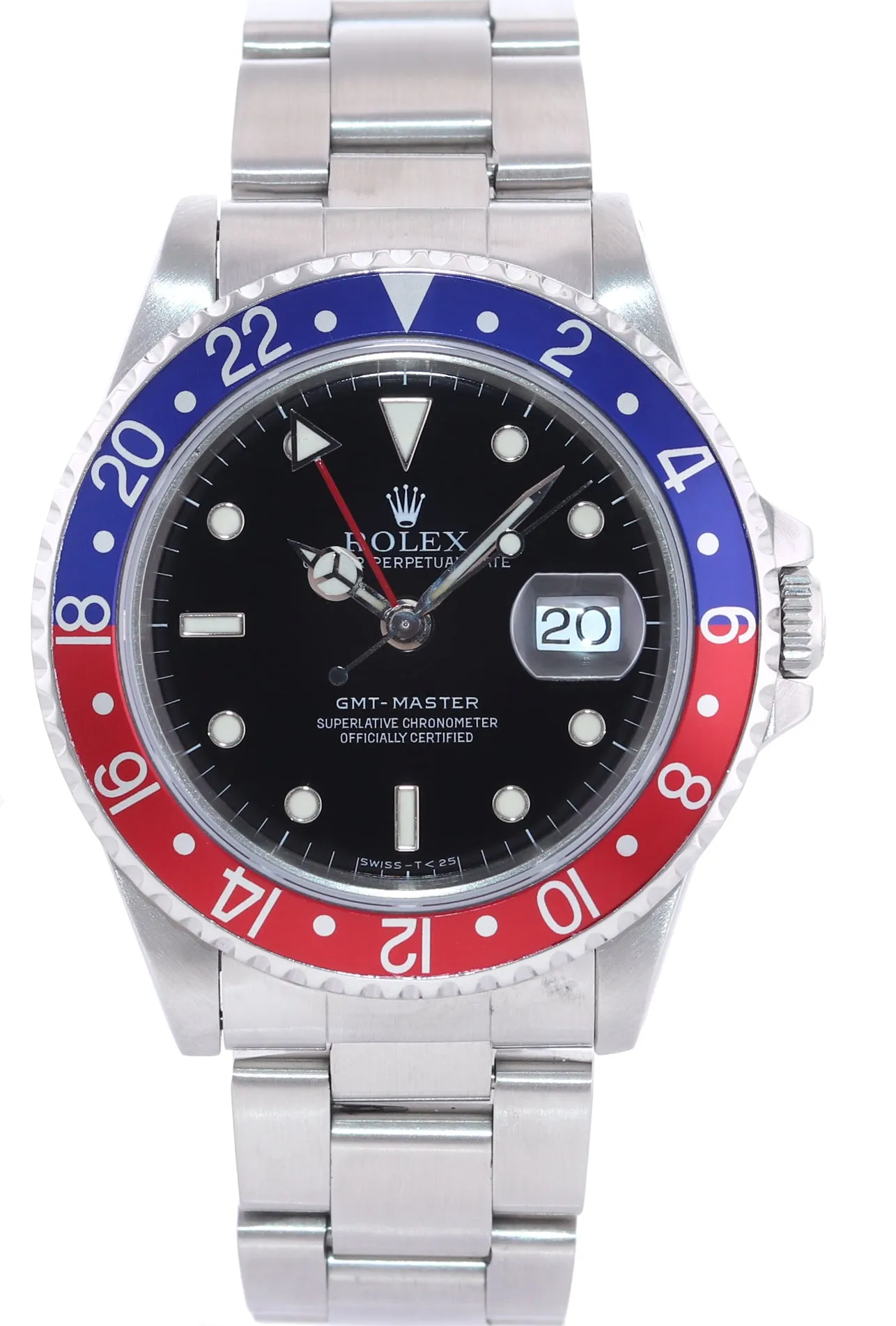 Rolex GMT-Master Tritium Pepsi Blue Red Steel 16700 Date Watch Oyster Box