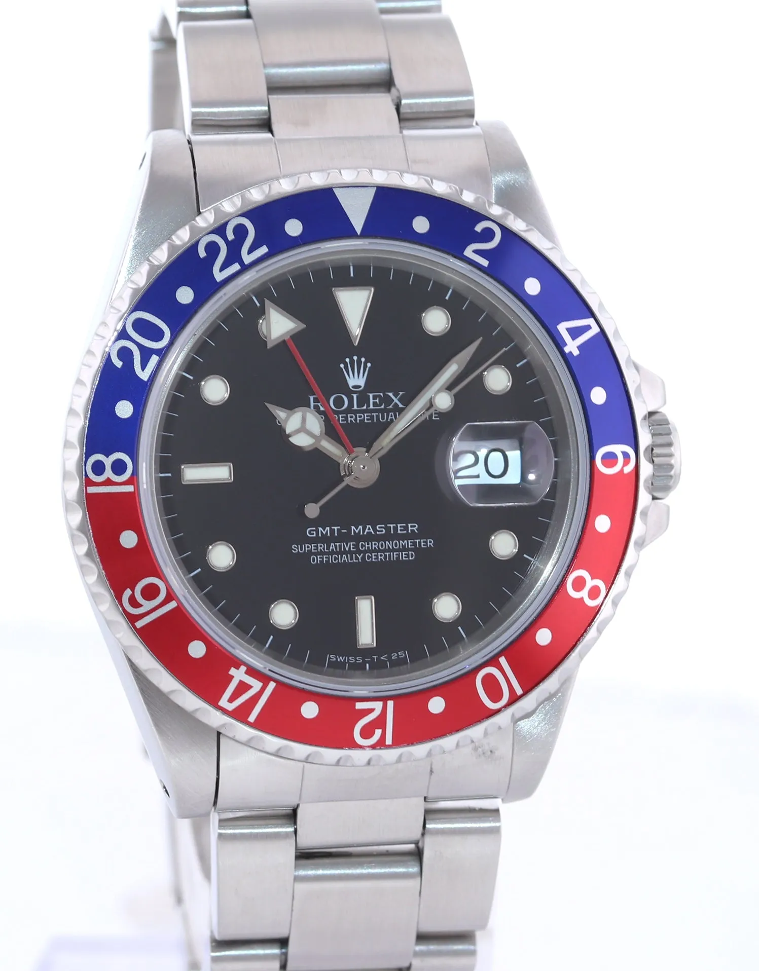 Rolex GMT-Master Tritium Pepsi Blue Red Steel 16700 Date Watch Oyster Box