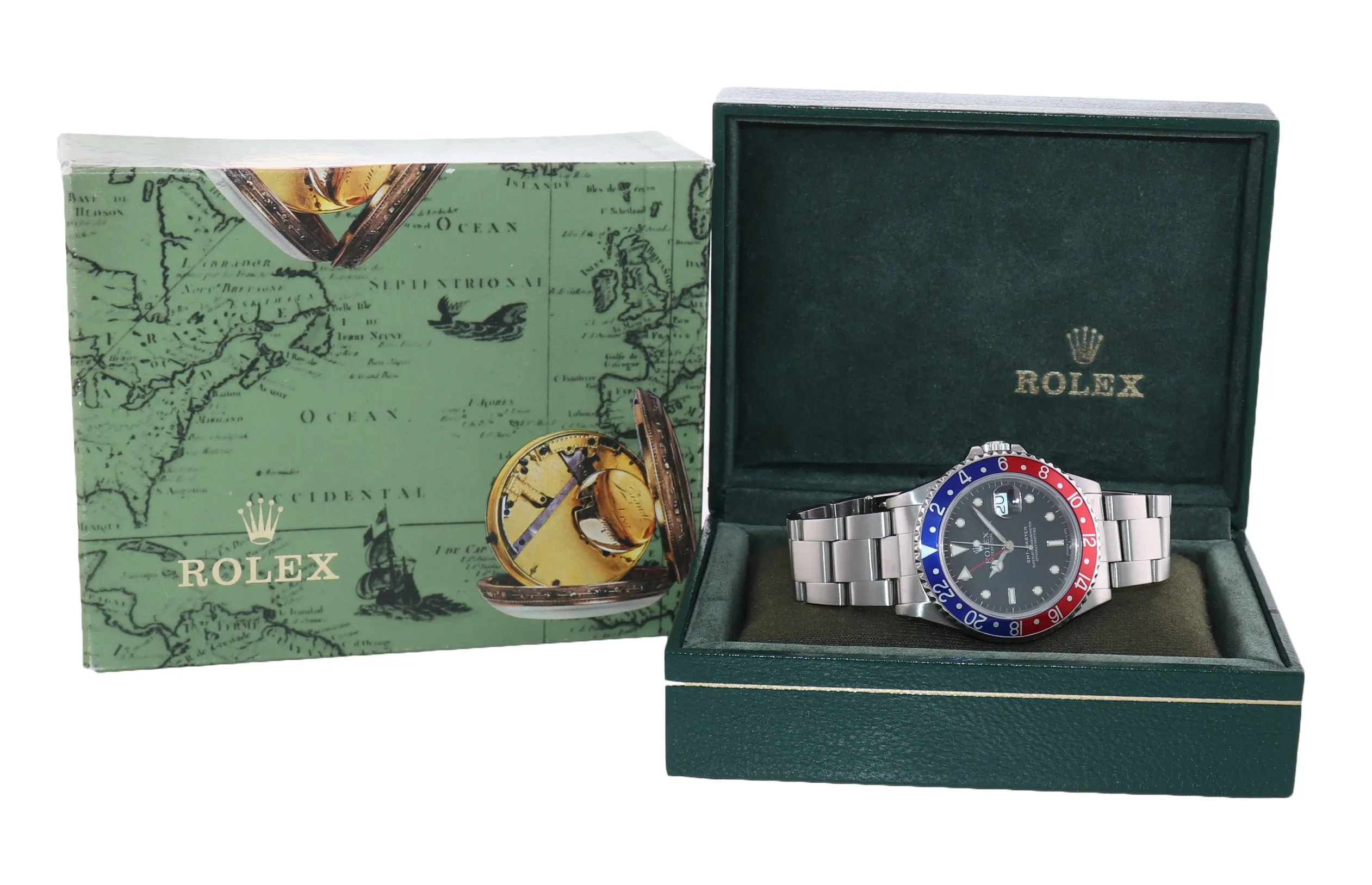 Rolex GMT-Master Tritium Pepsi Blue Red Steel 16700 Date Watch Oyster Box