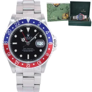 Rolex GMT-Master Tritium Pepsi Blue Red Steel 16700 Date Watch Oyster Box