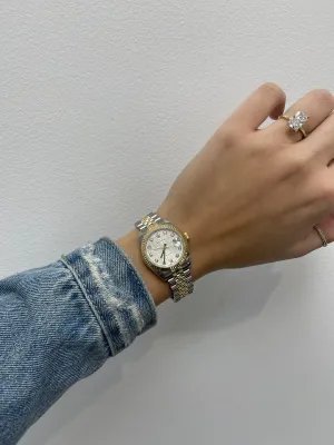 Rolex Lady-Datejust 18K Yellow Gold & Steel 31mm Silver "Jubilee" Diamond Dial Watch Reference #: 178273