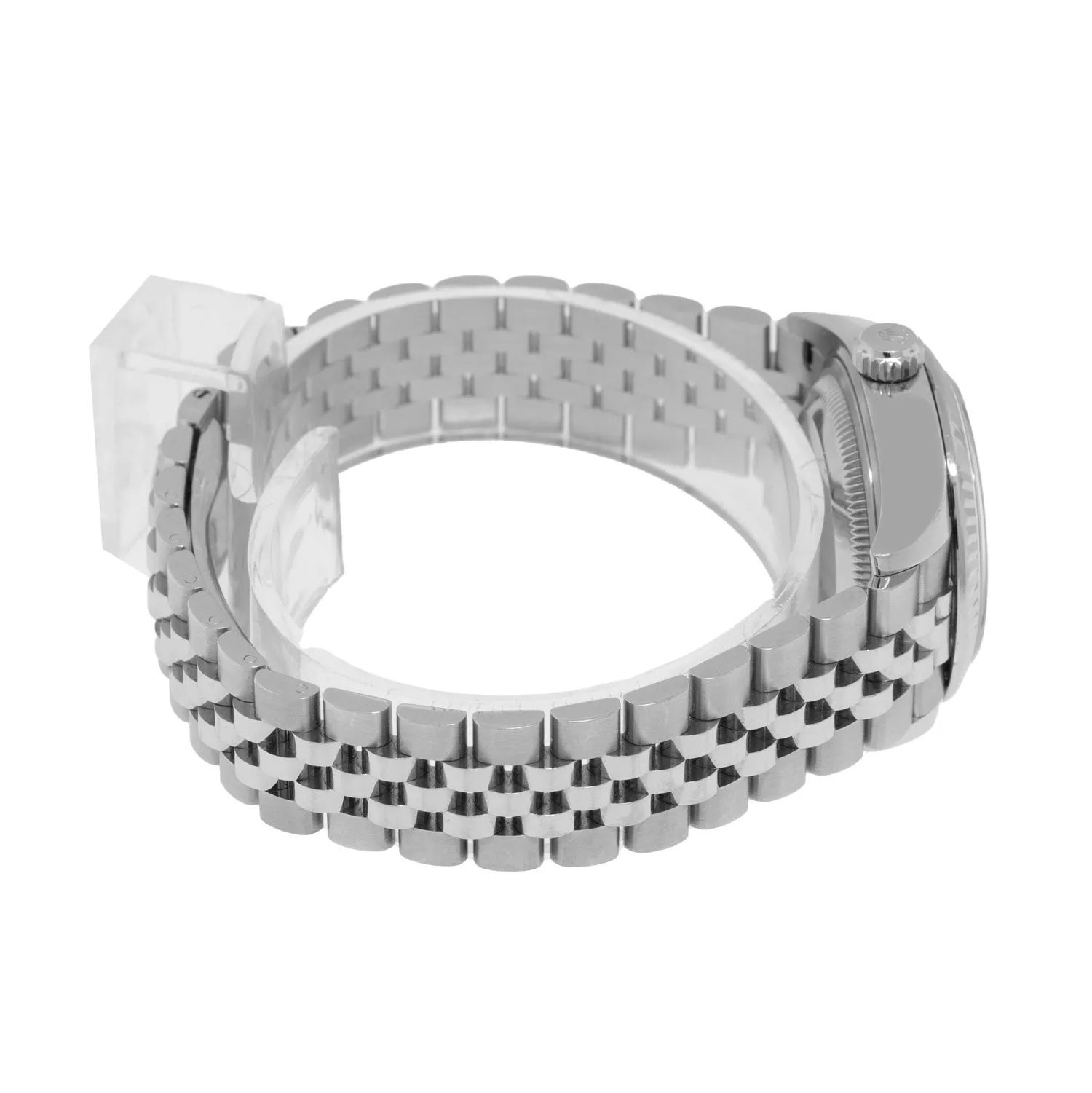 Rolex Lady-Datejust 28mm White Gold Steel Pink Roman Dial Fluted Bezel 279174
