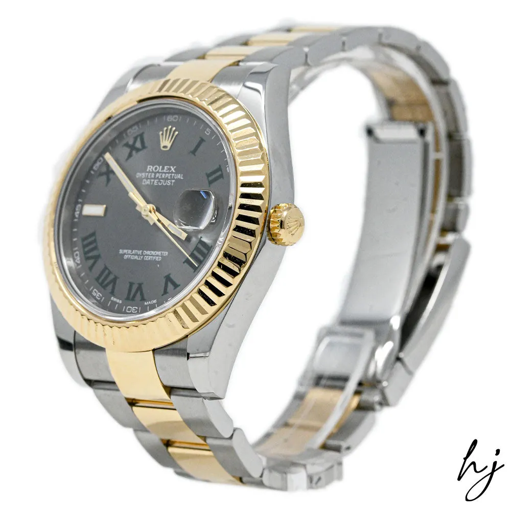 Rolex Men's Datejust 41 18K Yellow Gold & Steel 41mm Wimbledon Dial Watch Reference #: 126333