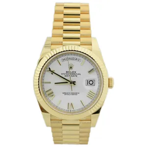 Rolex Men's Day-Date 40 18K Yellow Gold 40mm White Roman Dial Watch Reference #: 228238