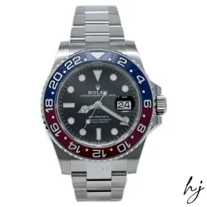 Rolex Men's GMT-Master II Pepsi Stainless Steel 40mm Black Dot Dial Watch Reference #: 126710BLRO