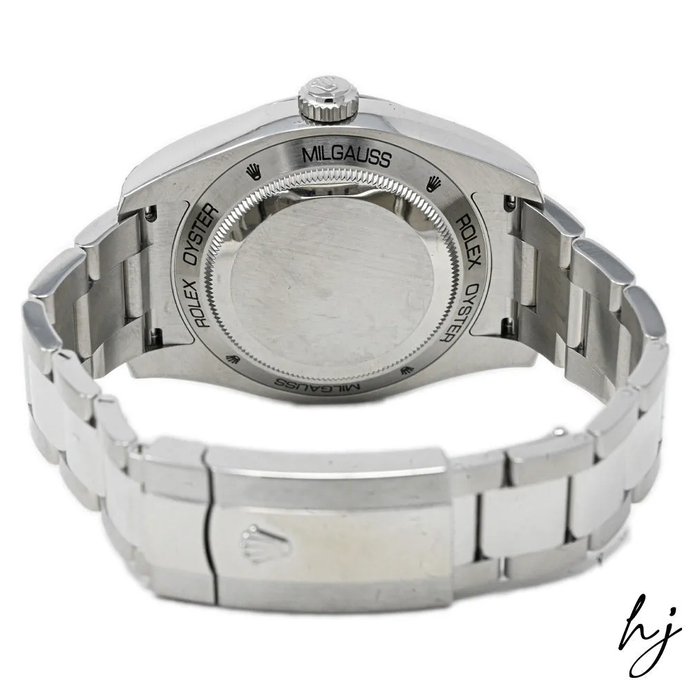 Rolex Men's Milgauss Stainless Steel 40mm Black Stick Dial Watch Reference #: 116400GV