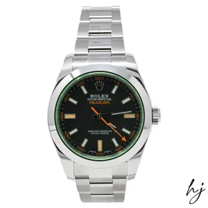 Rolex Men's Milgauss Stainless Steel 40mm Black Stick Dial Watch Reference #: 116400GV