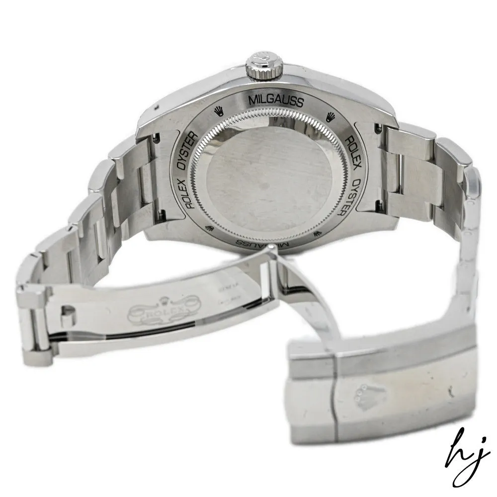 Rolex Men's Milgauss Stainless Steel 40mm Black Stick Dial Watch Reference #: 116400GV