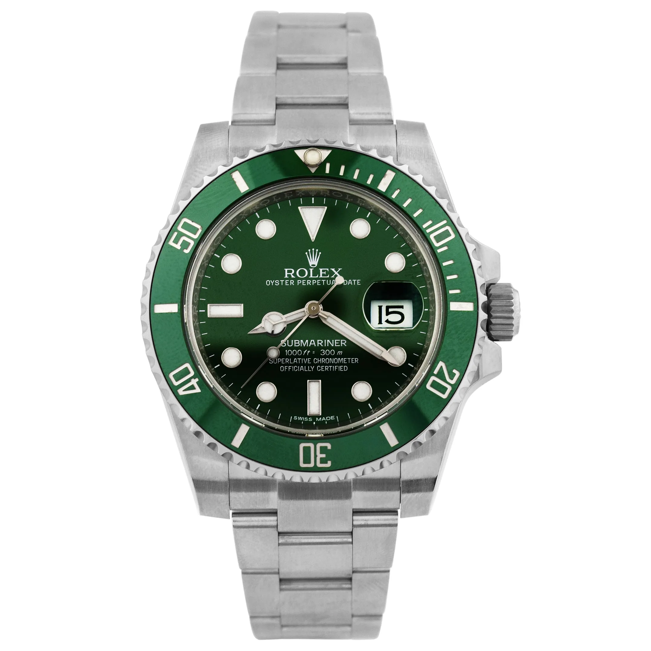 Rolex Men's Submariner "Hulk" Stainless Steel 40mm Green Dot Dial Watch Reference #: 116610LV