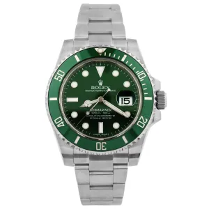 Rolex Men's Submariner "Hulk" Stainless Steel 40mm Green Dot Dial Watch Reference #: 116610LV