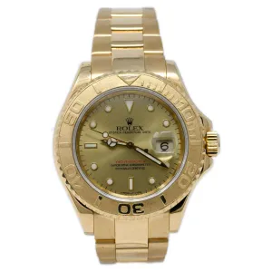 Rolex Men's Yacht-Master 18K Yellow Gold 40mm Champagne Dot Dial Watch Reference #: 16628