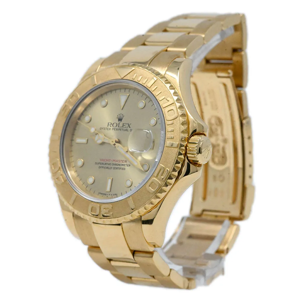 Rolex Men's Yacht-Master 18K Yellow Gold 40mm Champagne Dot Dial Watch Reference #: 16628