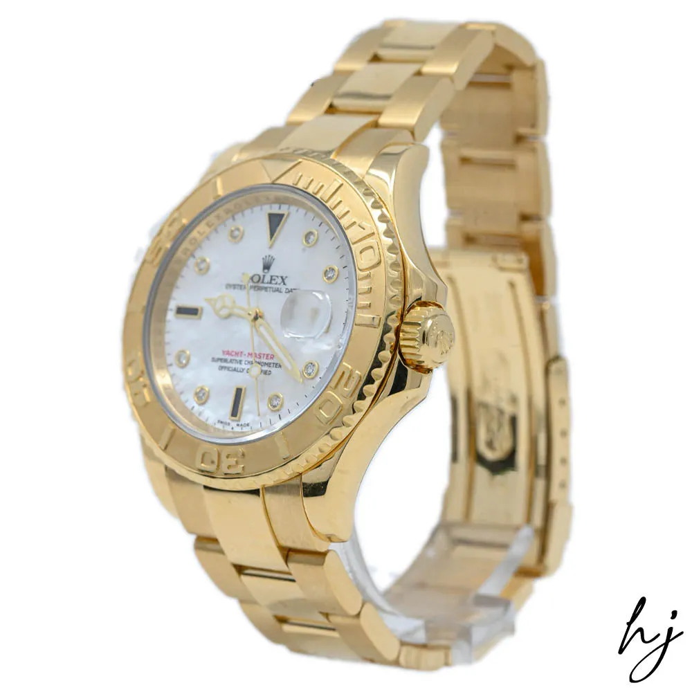Rolex Men's Yacht-Master 18K Yellow Gold 40mm Factory MOP Diamond & Sapphire Dial Watch Reference #: 16628