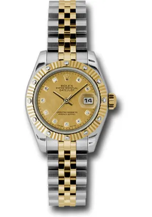 Rolex model #179313 chgdmdj, with champagne diamond dial, fluted diamond bezel