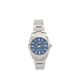 Rolex Oyster Perpetual 34mm Oystersteel Bright Blue Dial Oyster Bracelet Model:124200-0003