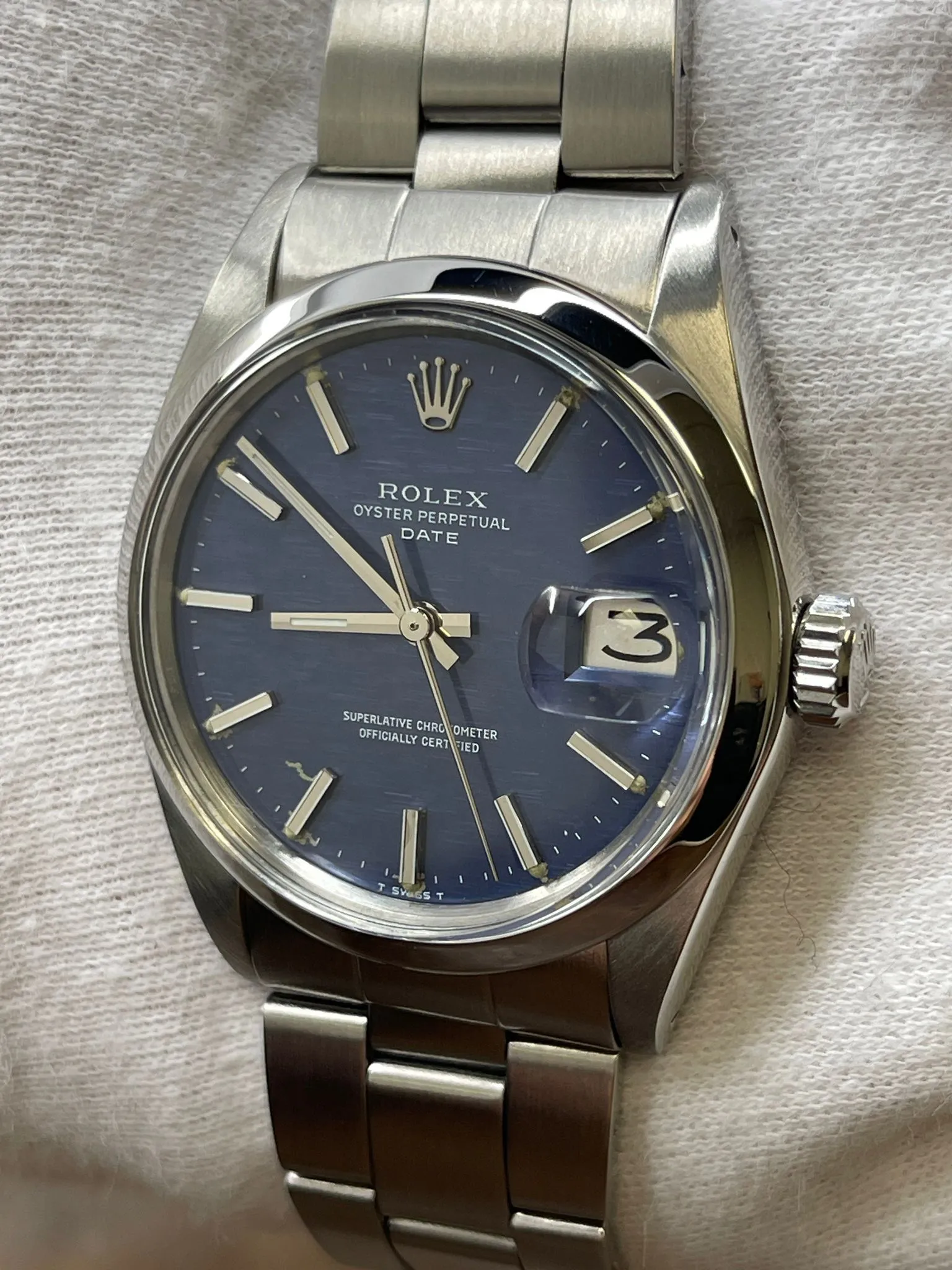 Rolex Oyster Perpetual Date 34mm 1500 Blue Dial Automatic Watch