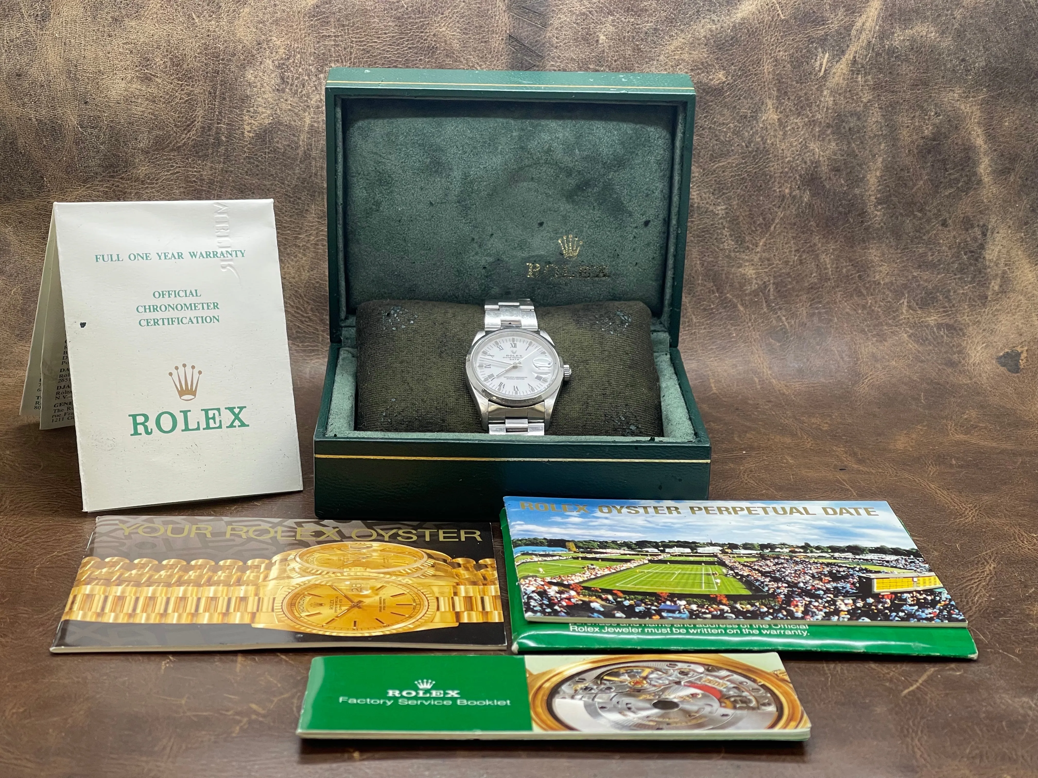 Rolex Oyster Perpetual Date 34mm 15200 White Roman Dial Automatic Watch