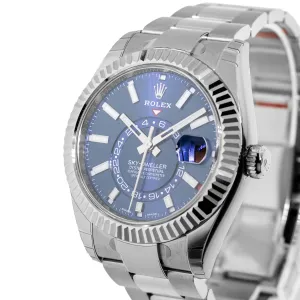 Rolex Sky-Dweller 42mm White Gold & Steel Blue Index Dial & Fluted Bezel 336934
