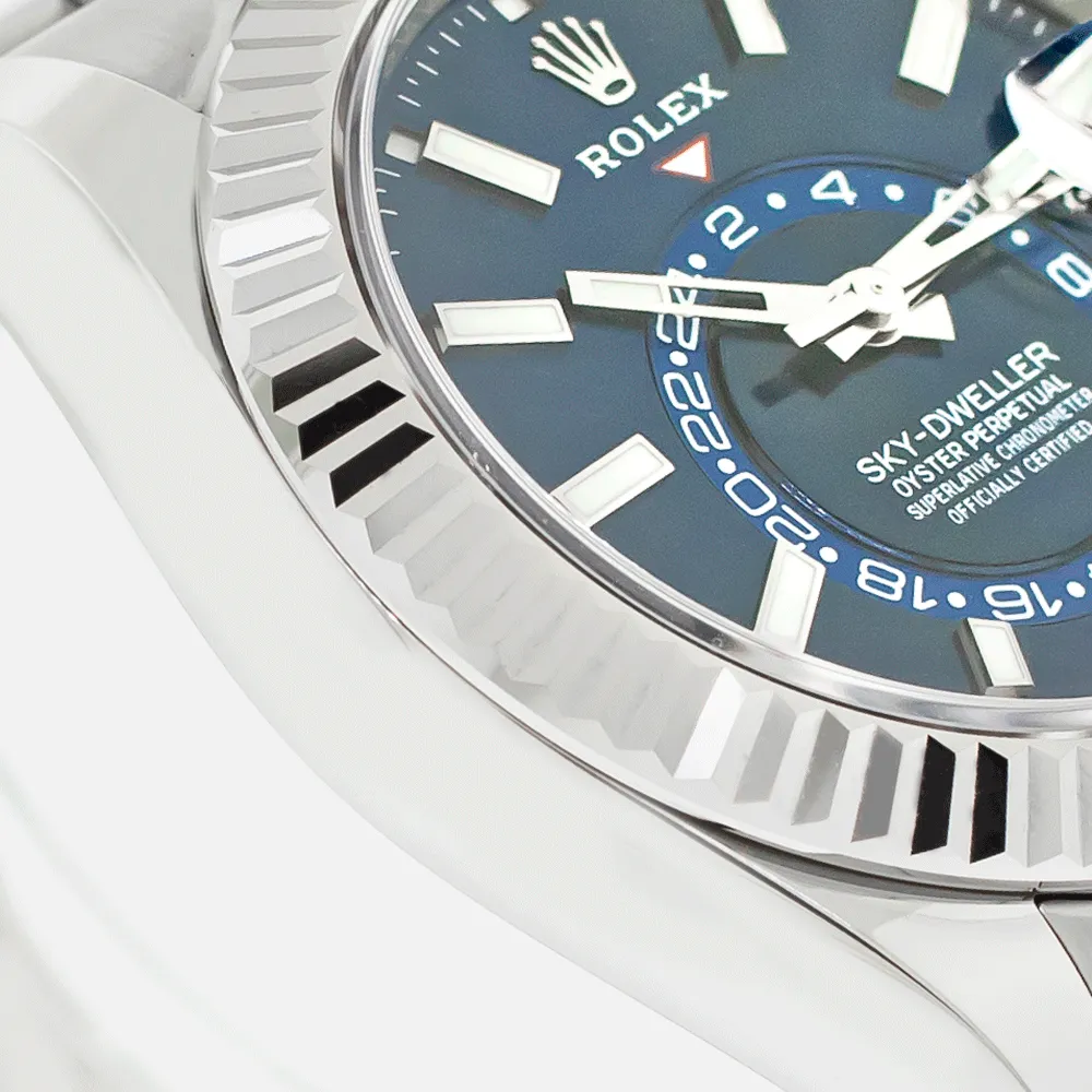 Rolex Sky-Dweller 42mm White Gold & Steel Blue Index Dial & Fluted Bezel 336934