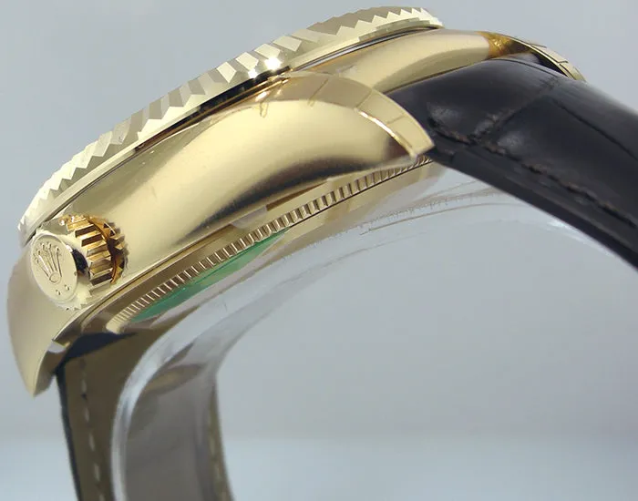 Rolex Sky-Dweller 42mm Yellow Gold Champagne Arabic Dial Fluted Bezel 326138