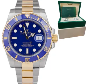 Rolex Submariner Date Ceramic Two-Tone Gold Steel Blue Automatic Watch 116613 LB