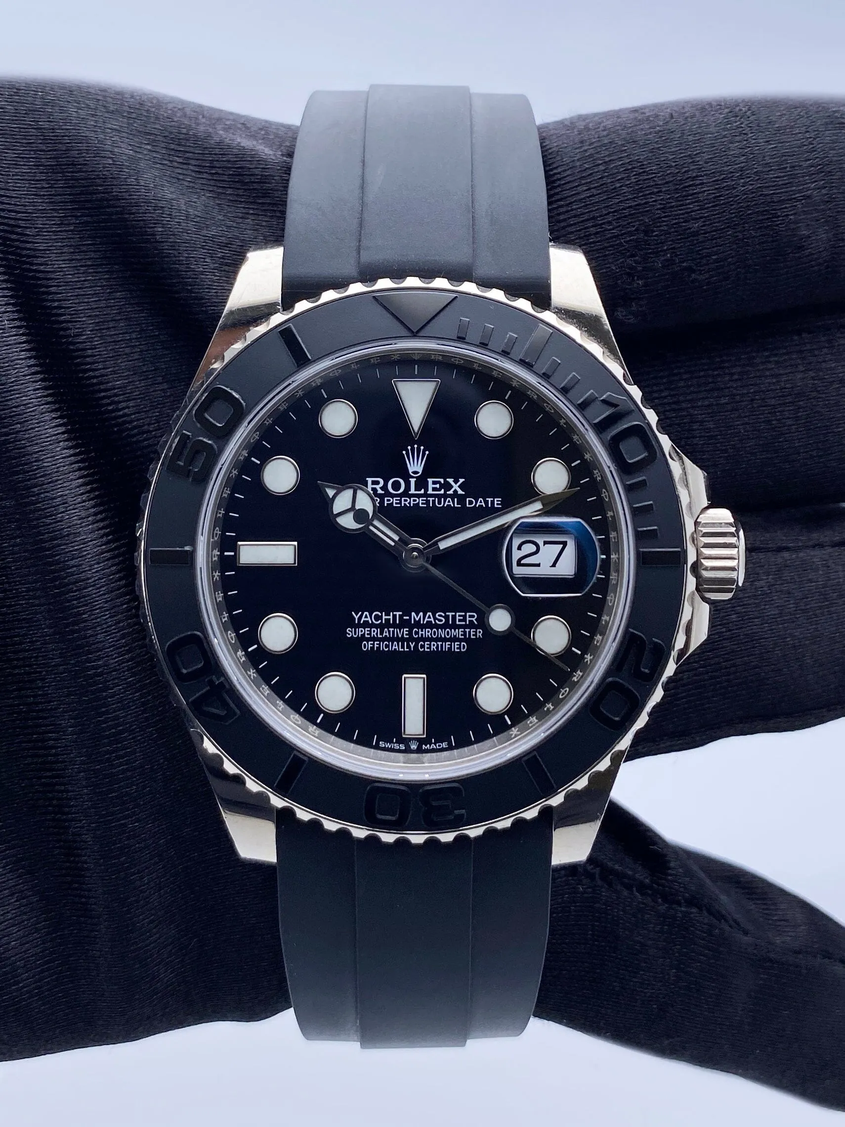Rolex Yacht-Master 226659 Black Dial 18K White Gold Watch Box Papers