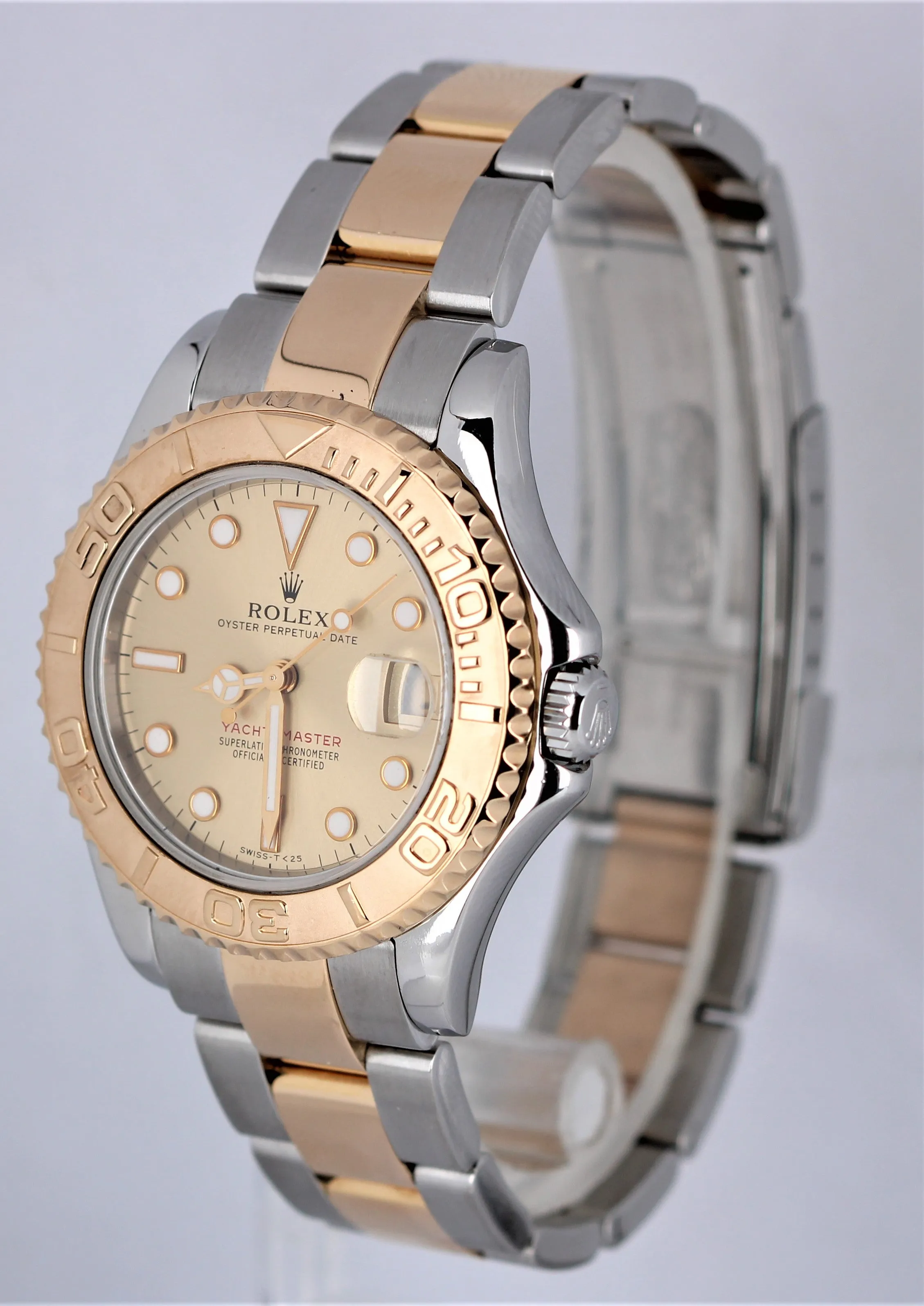 Rolex Yacht-Master Two-Tone Stainless 18K Mid-Size Champagne 35mm Watch 68623