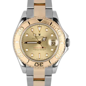 Rolex Yacht-Master Two-Tone Stainless 18K Mid-Size Champagne 35mm Watch 68623